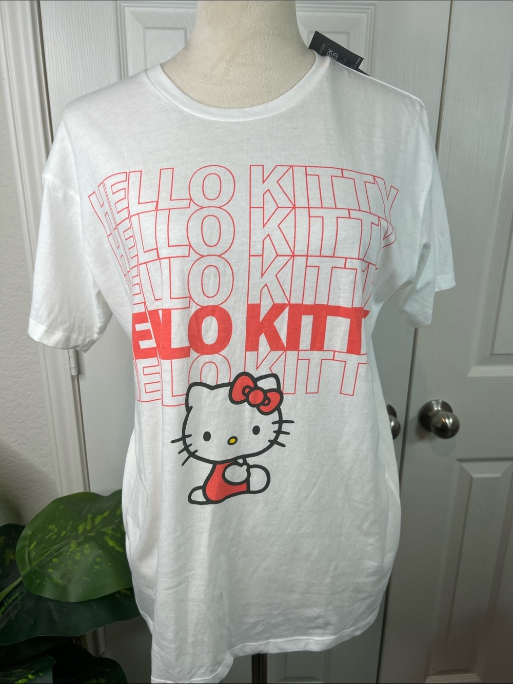 Grayson Threads White Tee with Red Hello Kitty Graphic Size L